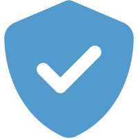Blue shield icon with a white check mark