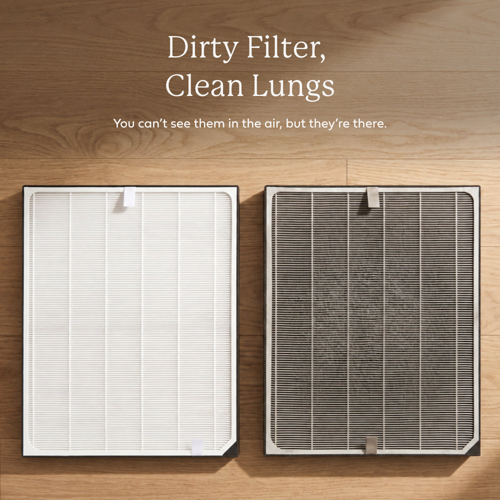 AirDoctor GO! filter unboxed, displaying new versus used