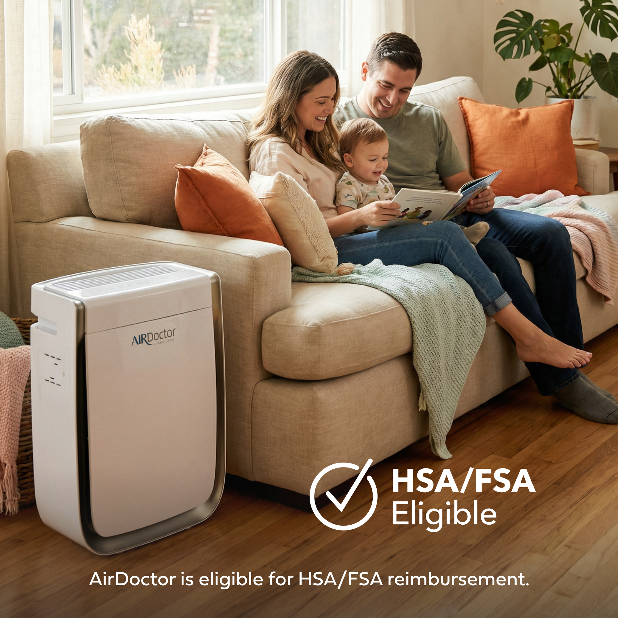AirDoctor 3500 air purifier in a room and test about HSA/FSA