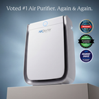 AirDoctor 3500 air purifier graphic showing product and award badges