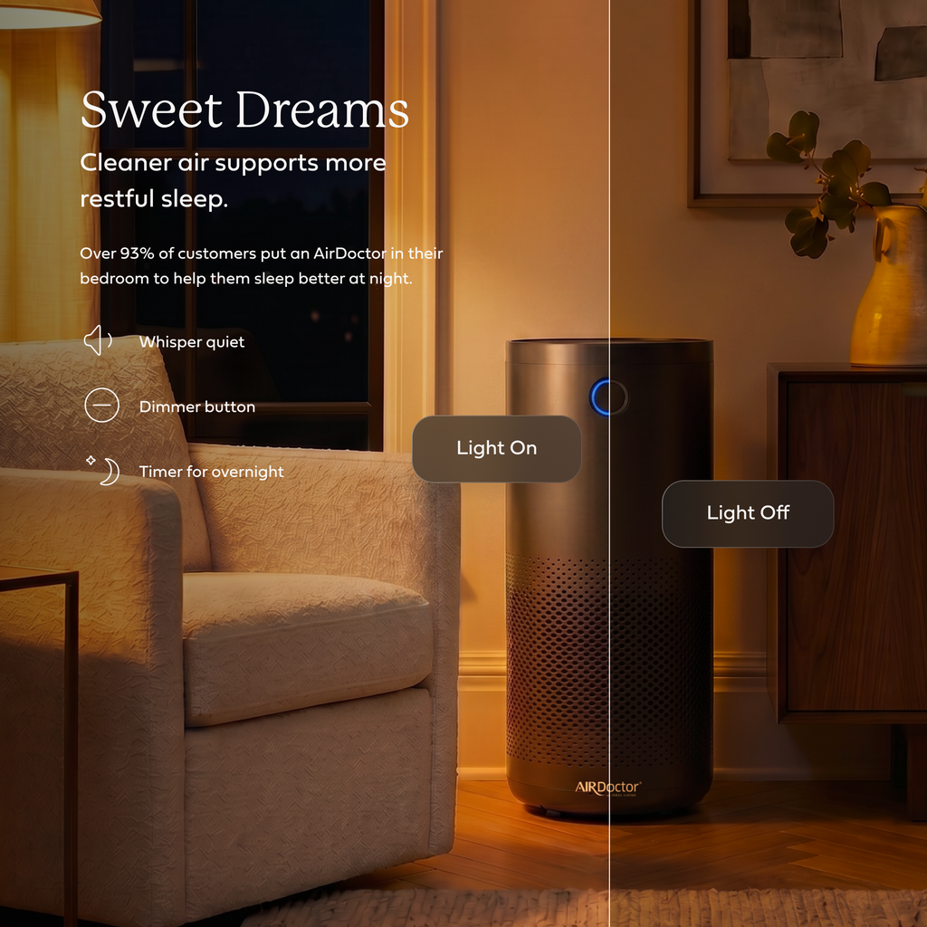 AirDoctor 4000 black air purifier product better sleep graphic 
