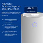 AirDoctor 4000 white air purifier product view showing compact design and room size placement