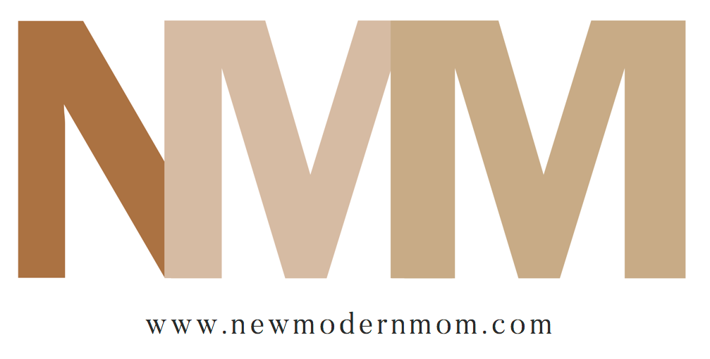 Logo with 'NM' and website 'www.newmodernmom.com' on a white background