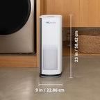 AirDoctor 1000 air purifier graphic image showing dimensions of the product