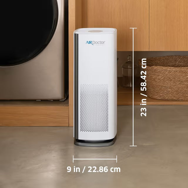 AirDoctor 1000 air purifier graphic image showing dimensions of the product